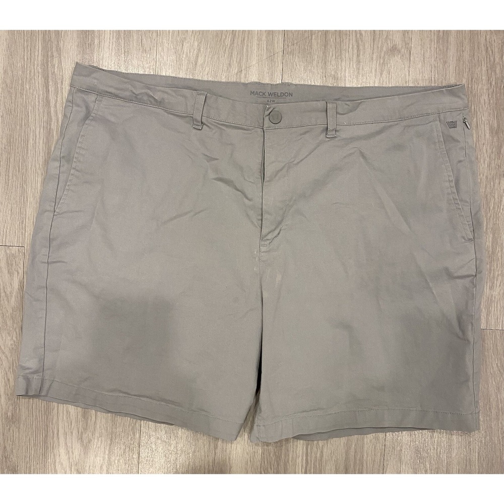 Mack Weldon 42 42W Gray Performance Tech Chino Stretch Mens Golf Shorts 6.5"